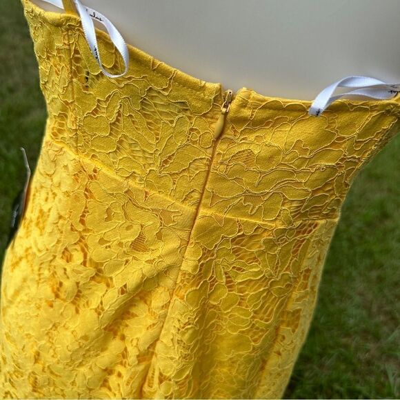 NWT Lulu’s bumble bee yellow one wish lace midi dress formal Sz M - Picture 6 of 10